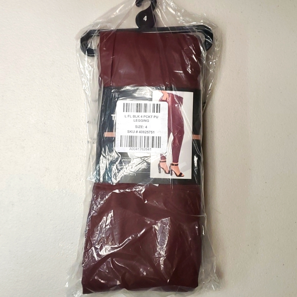 ❤️NWT TORRID LEGGING - FAUX VEGAN LEATHER - POCKETS MERLOT PLUS SIZE - Picture 9 of 13